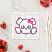 Kawaii Pink Ribbon Skull Napkins Servetten (Insitu)