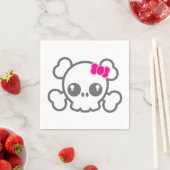 Kawaii Pink Ribbon Skull Napkins Servetten (Insitu)