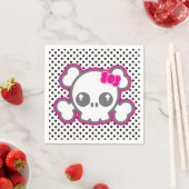 Kawaii Pink Ribbon Skull Napkins Servetten (Insitu)