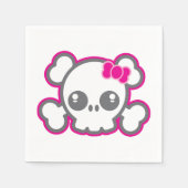 Kawaii Pink Ribbon Skull Napkins Servetten (Voorkant)