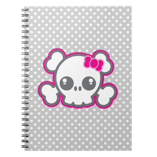 Kawaii Pink Ribbon Skull Notitieboek (Voorkant)