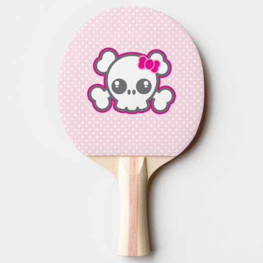 Kawaii Pink Ribbon Skull Ping Pong Paddle Tafeltennisbatje (Achterkant)