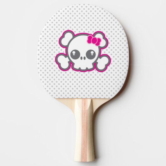 Kawaii Pink Ribbon Skull Ping Pong Paddle Tafeltennisbatje (Achterkant)