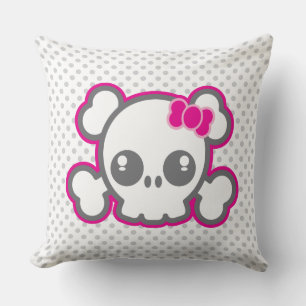 Kawaii Pink Ribbon Skull Sierkussen