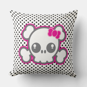 Kawaii Pink Ribbon Skull Sierkussen