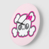 Kawaii Pink Ribbon Skull Wall klok (Hoek)