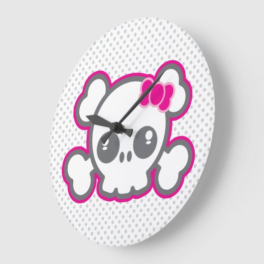 Kawaii Pink Ribbon Skull Wall klok (Hoek)