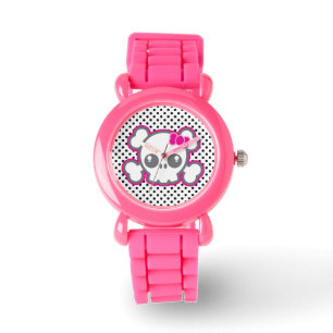 Kawaii Pink Ribbon Skull Watch Horloge