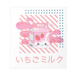 Kawaii Pink Strawberry Milk Notitieblok