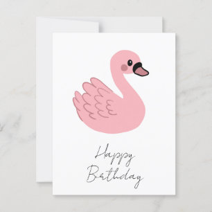 Kawaii Pink Swan – Schattigee Cartoon Dierendesign Briefkaart