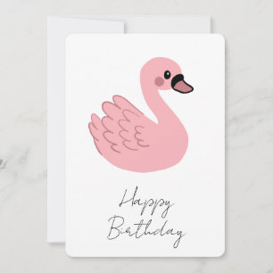 Kawaii Pink Swan – Schattigee Cartoon Dierendesign Kaart