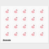 Kawaii Pink Swan – Schattigee Cartoon Dierendesign Ronde Sticker (Vel)
