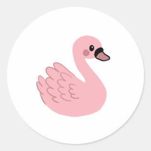 Kawaii Pink Swan – Schattigee Cartoon Dierendesign Ronde Sticker