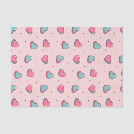 Kawaii Pink Valentijnsdag Heart Doodle Pattern Tissuepapier (Voorkant)