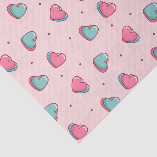 Kawaii Pink Valentijnsdag Heart Doodle Pattern Tissuepapier (Detail)
