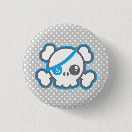 Kawaii Pirate Skull Button (Voorkant)