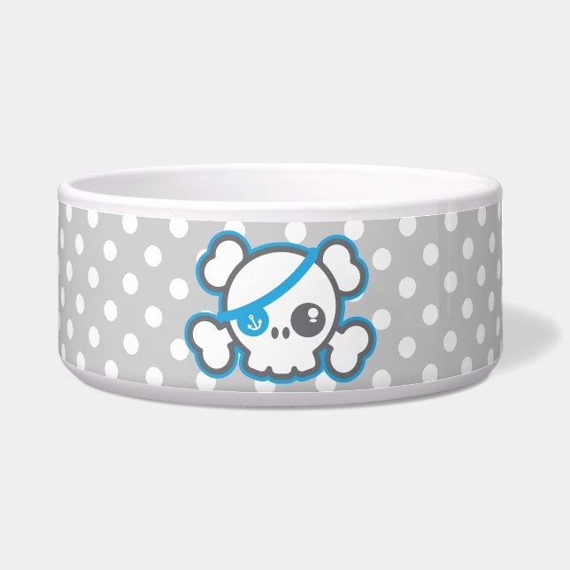 Kawaii Pirate Skull Dog Bowl Voerbakje (Voorkant)