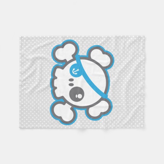 Kawaii Pirate Skull Fleece Blanket (Voorkant (Horizontaal))