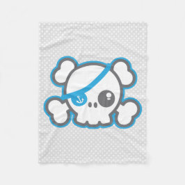 Kawaii Pirate Skull Fleece Blanket