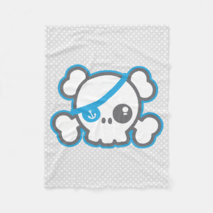 Kawaii Pirate Skull Fleece Blanket
