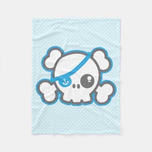 Kawaii Pirate Skull Fleece Blanket Deken (Voorkant)