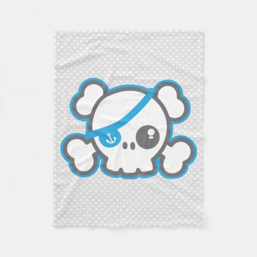 Kawaii Pirate Skull Fleece Blanket Deken (Voorkant)