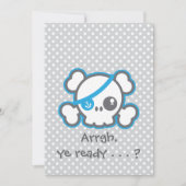 Kawaii Pirate Skull Halloween Party Invitation Kaart (Voorkant)