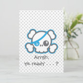 Kawaii Pirate Skull Halloween Party Invitation Kaart (Staand voorkant)