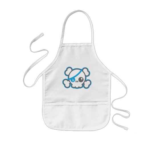 Kawaii Pirate Skull Kind Apron Kinder Schort (Voorkant)