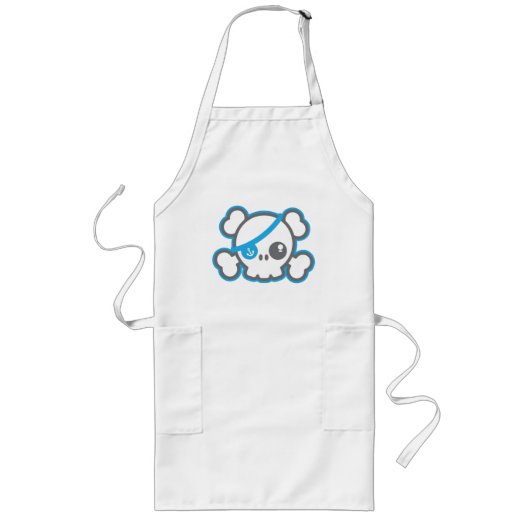 Kawaii Pirate Skull Kind Apron Lang Schort (Voorkant)