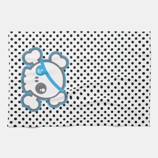 Kawaii Pirate Skull Kitchen Towel Theedoek (Horizontaal)