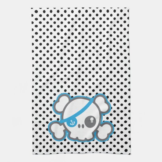 Kawaii Pirate Skull Kitchen Towel Theedoek (Verticaal)