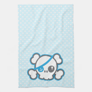 Kawaii Pirate Skull Kitchen Towel Theedoek