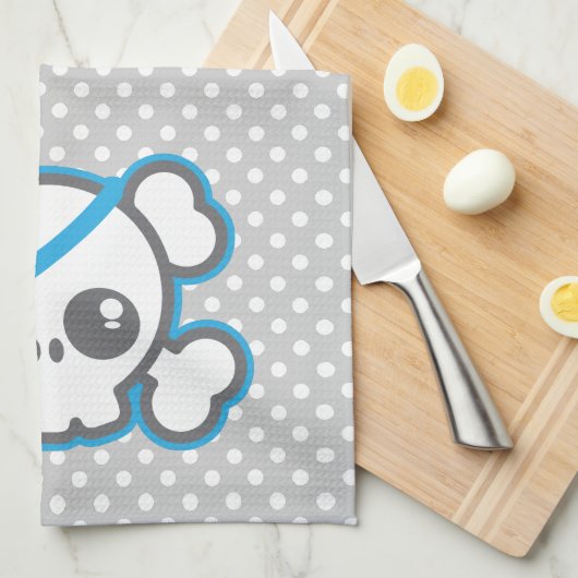 Kawaii Pirate Skull Kitchen Towel Theedoek (Quarter Fold)