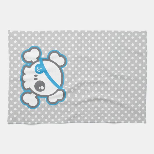 Kawaii Pirate Skull Kitchen Towel Theedoek (Horizontaal)