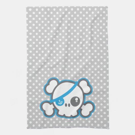 Kawaii Pirate Skull Kitchen Towel Theedoek (Verticaal)