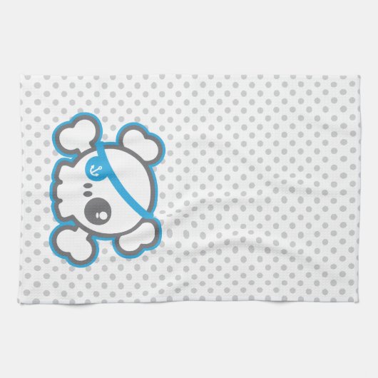 Kawaii Pirate Skull Kitchen Towel Theedoek (Horizontaal)