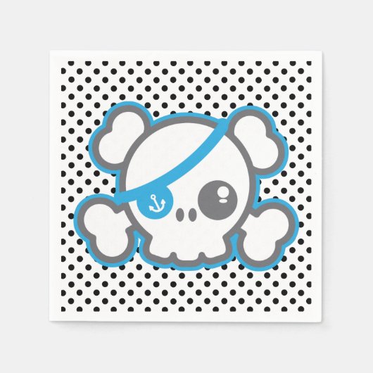 Kawaii Pirate Skull Napkins Servetten (Voorkant)
