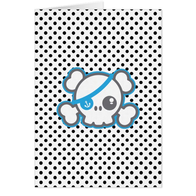 Kawaii Pirate Skull Note Card (Voorkant)