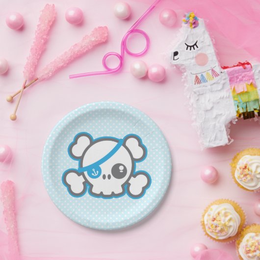Kawaii Pirate Skull Paper Borden Papieren Bordje (Feest)