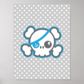 Kawaii Pirate Skull Poster Print (Voorkant)