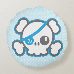 Kawaii Pirate Skull Round Pillow Rond Kussen
