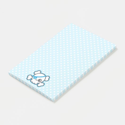 Kawaii Pirate Skull Sticky Note Cards (Schuin)