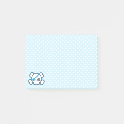 Kawaii Pirate Skull Sticky Note Cards (Voorkant)
