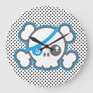 Kawaii Pirate Skull Wall klok