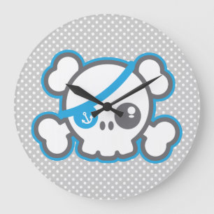 Kawaii Pirate Skull Wall klok