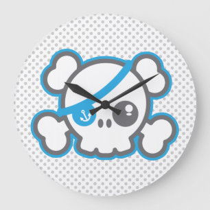 Kawaii Pirate Skull Wall klok