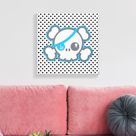 Kawaii Pirate Skull Wrapped Canvas (Insitu (Woonkamer))