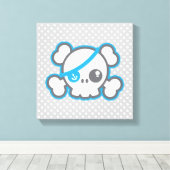 Kawaii Pirate Skull Wrapped Canvas (Insitu (Houten vloer))