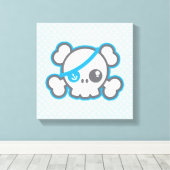 Kawaii Pirate Skull Wrapped Canvas (Insitu (Houten vloer))